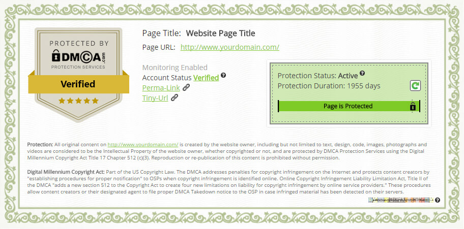 DMCA Protection Certificate